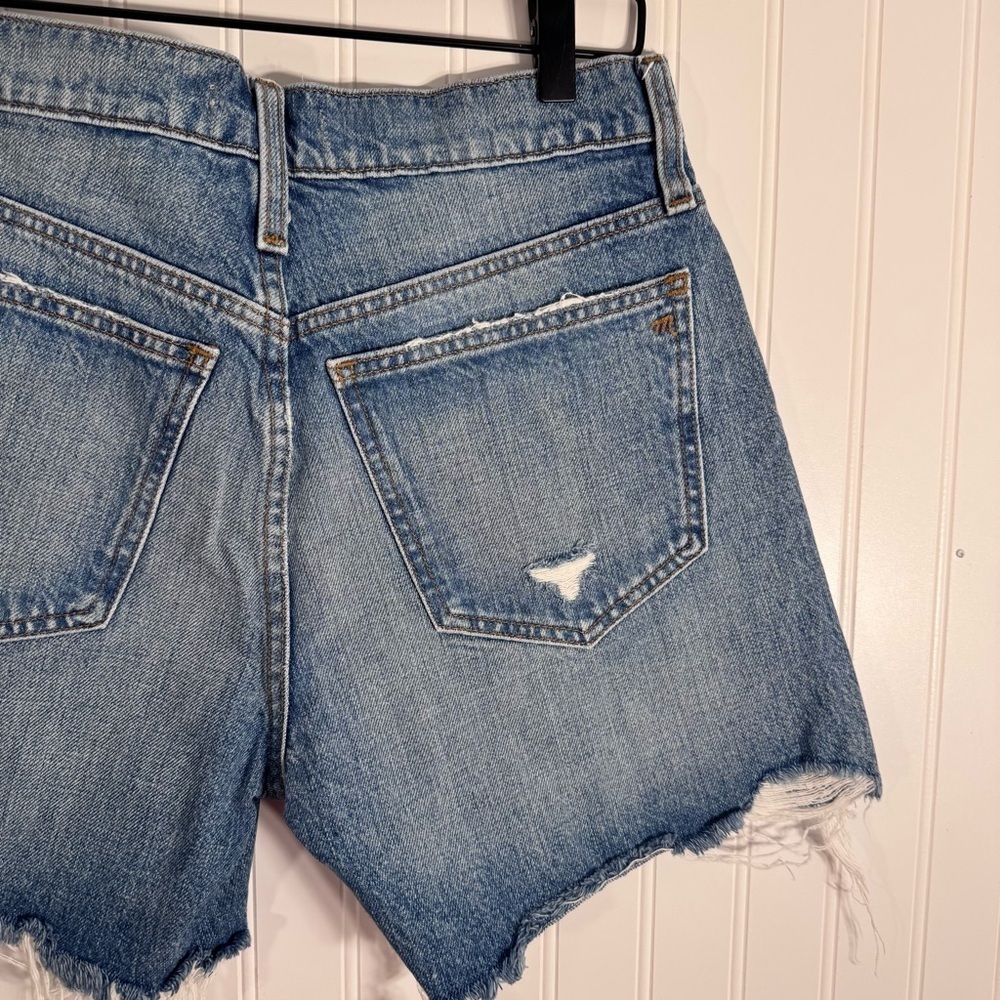 Madewell Relaxed Mid-Length Denim Shorts High-Waist Distressed Hem Women’s 26 - Picture 7 of 13